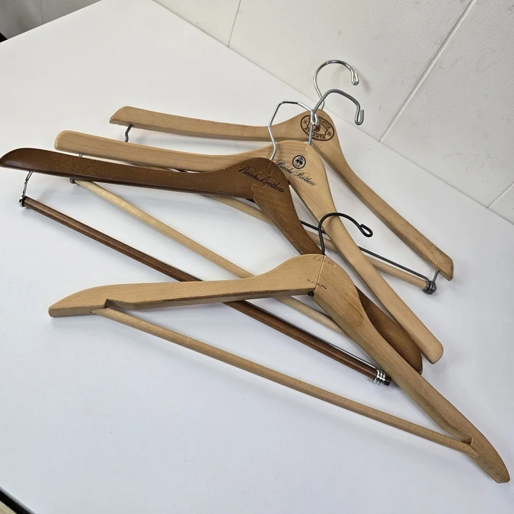 Vintage Brooks Brothers H Stockton Wooden Suit Coat Hangers Classics Bundle of 4